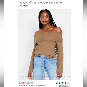 Old Navy SoSoft Off-the-Shoulder Sweater petite medium camel NWT